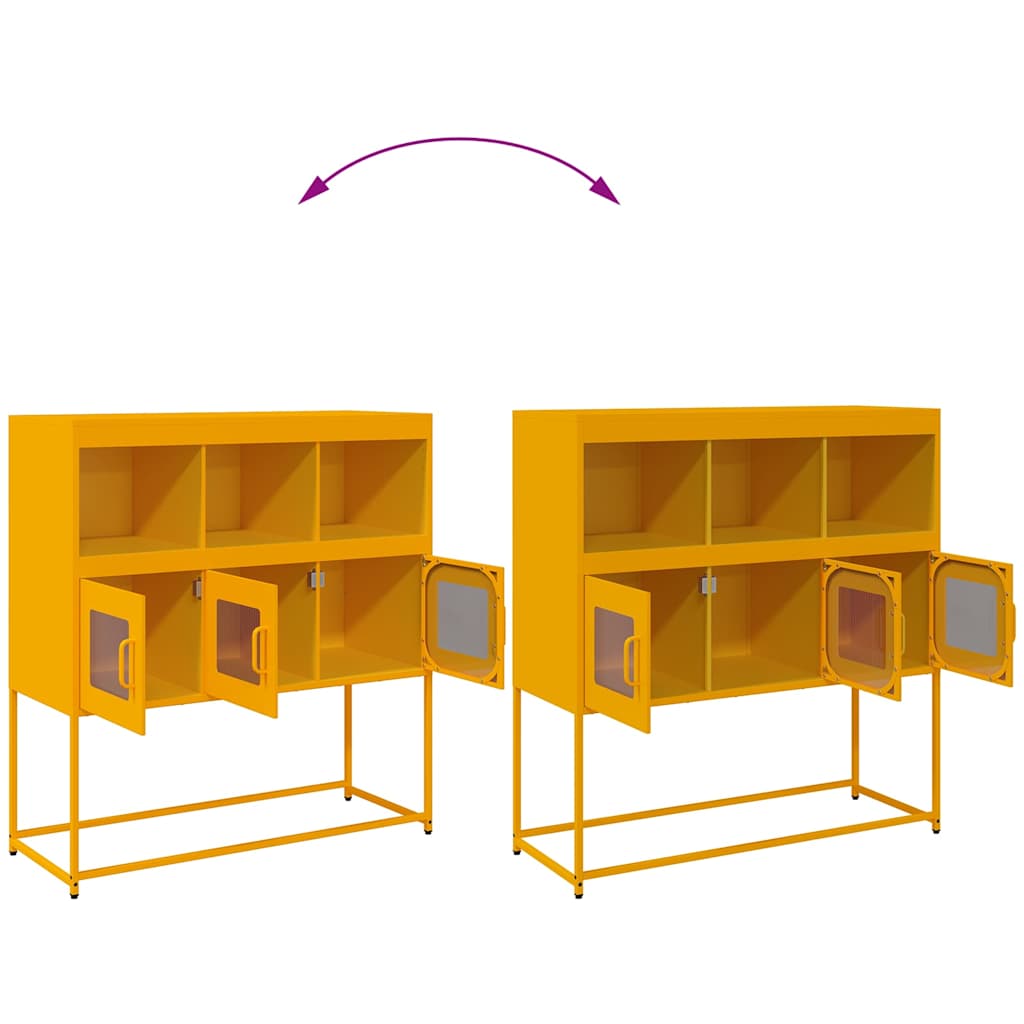 Credenza Giallo Senape 100,5x39x107cm Acciaio Laminato Freddo - homemem39