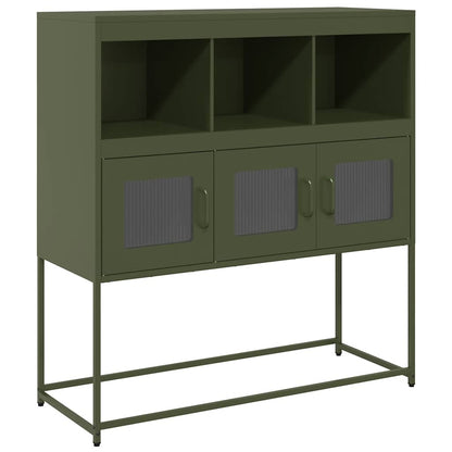 Credenza Verde Oliva 100,5x39x107 cm Acciaio Laminato a Freddo - homemem39