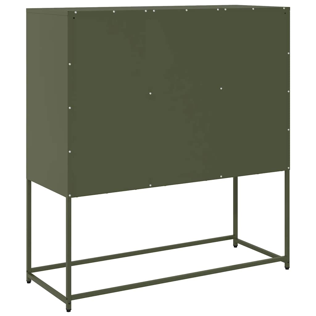 Credenza Verde Oliva 100,5x39x107 cm Acciaio Laminato a Freddo - homemem39