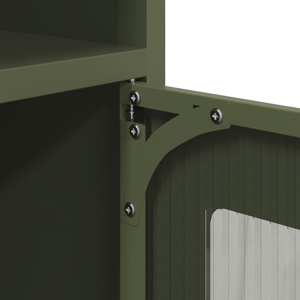 Credenza Verde Oliva 100,5x39x107 cm Acciaio Laminato a Freddo - homemem39