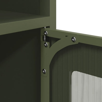 Credenza Verde Oliva 100,5x39x107 cm Acciaio Laminato a Freddo - homemem39