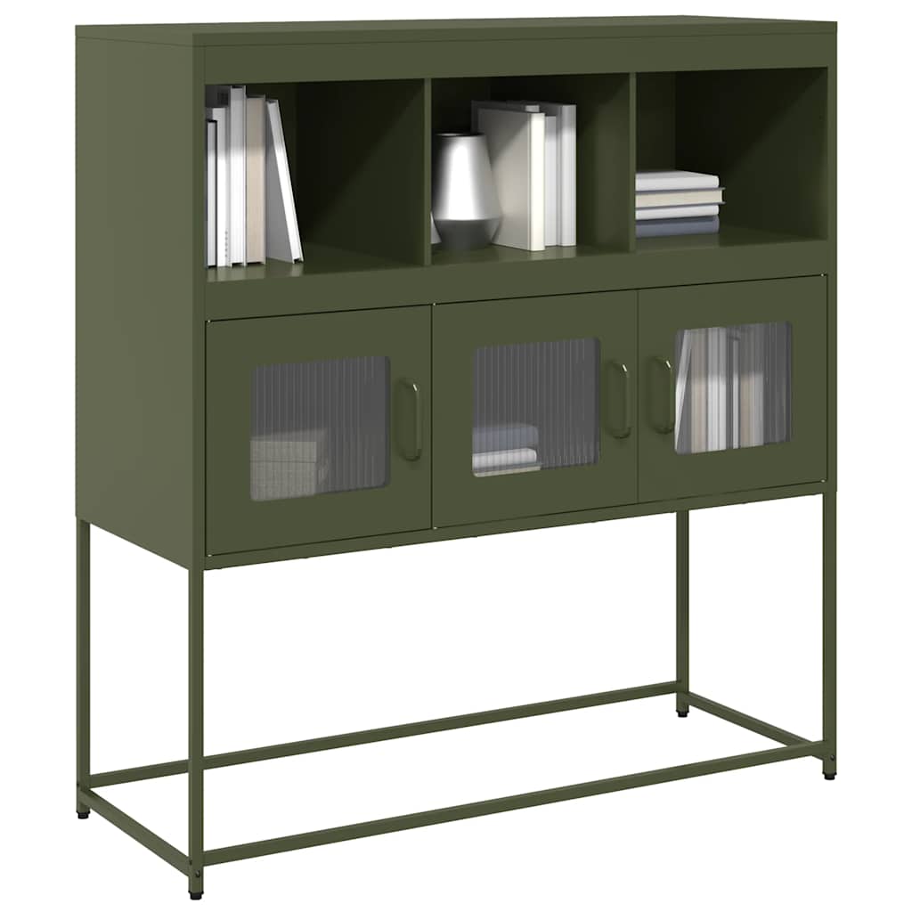 Credenza Verde Oliva 100,5x39x107 cm Acciaio Laminato a Freddo - homemem39