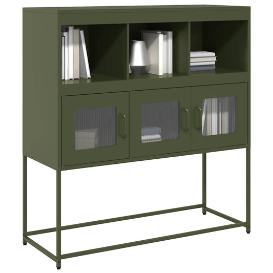 Credenza Verde Oliva 100,5x39x107 cm Acciaio Laminato a Freddo - homemem39
