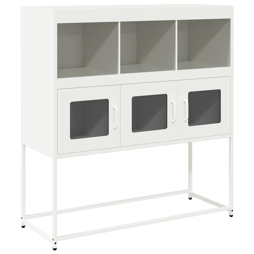 Credenza Bianca 100,5x39x107 cm in Acciaio Laminato a Freddo - homemem39