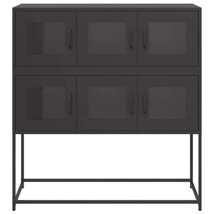 Credenza Nera 100,5x39x107 cm in Acciaio Laminato a Freddo - homemem39