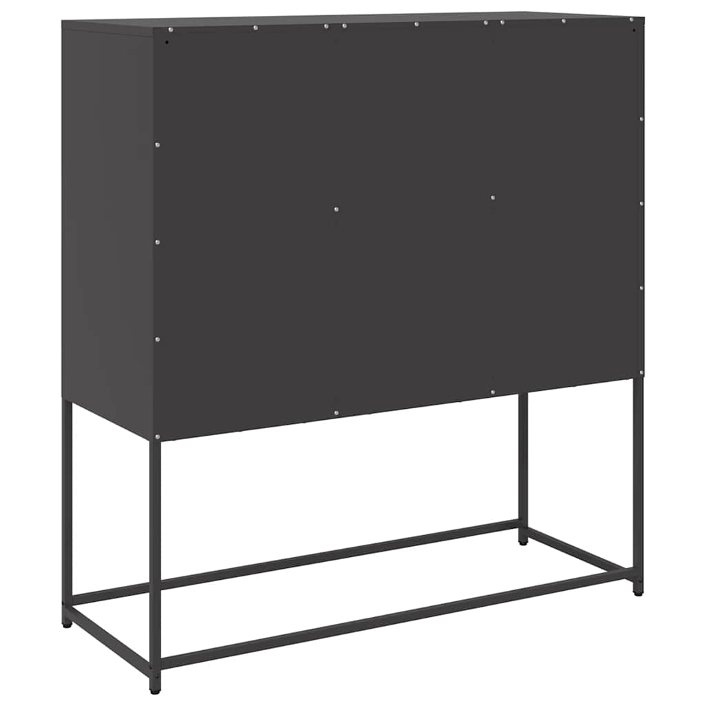 Credenza Nera 100,5x39x107 cm in Acciaio Laminato a Freddo - homemem39