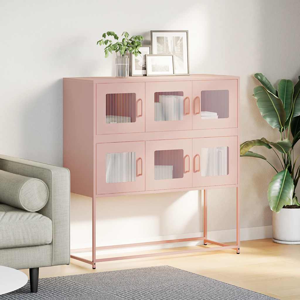 Credenza Rosa 100,5x39x107 cm in Acciaio Laminato a Freddo - homemem39