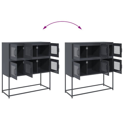 Credenza Antracite 100,5x39x107 cm in Acciaio Laminato a Freddo - homemem39