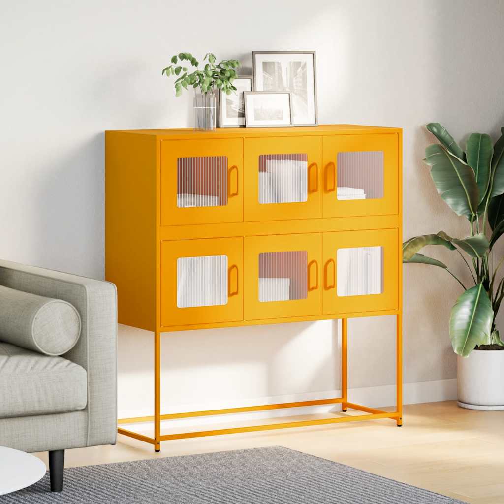 Credenza Giallo Senape 100,5x39x107cm Acciaio Laminato Freddo - homemem39