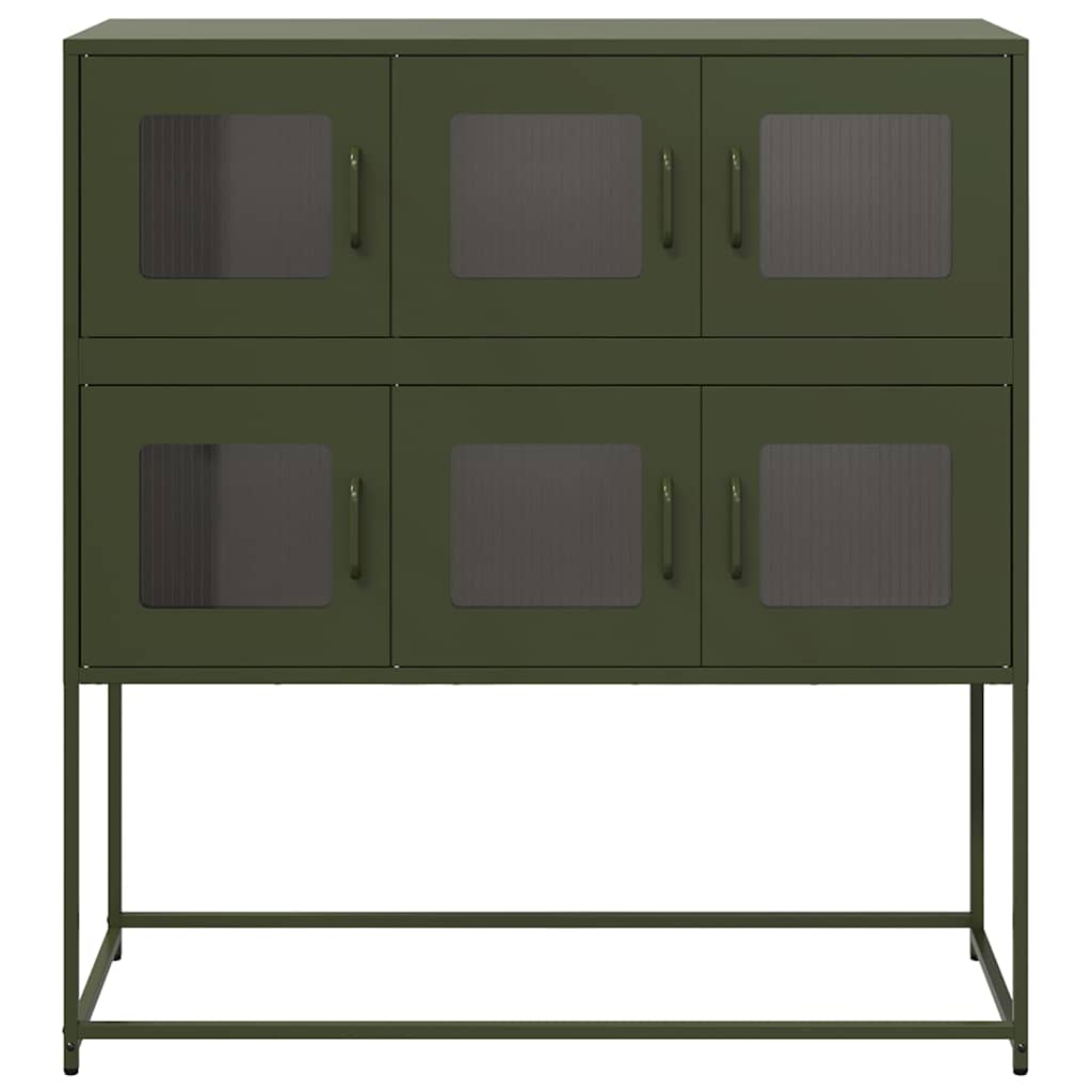 Credenza Verde Oliva 100,5x39x107 cm Acciaio Laminato a Freddo - homemem39