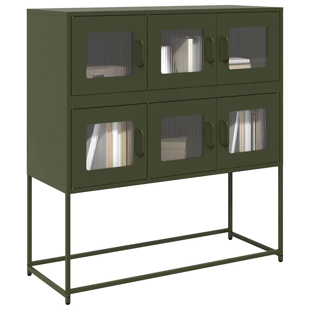 Credenza Verde Oliva 100,5x39x107 cm Acciaio Laminato a Freddo - homemem39
