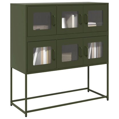 Credenza Verde Oliva 100,5x39x107 cm Acciaio Laminato a Freddo - homemem39