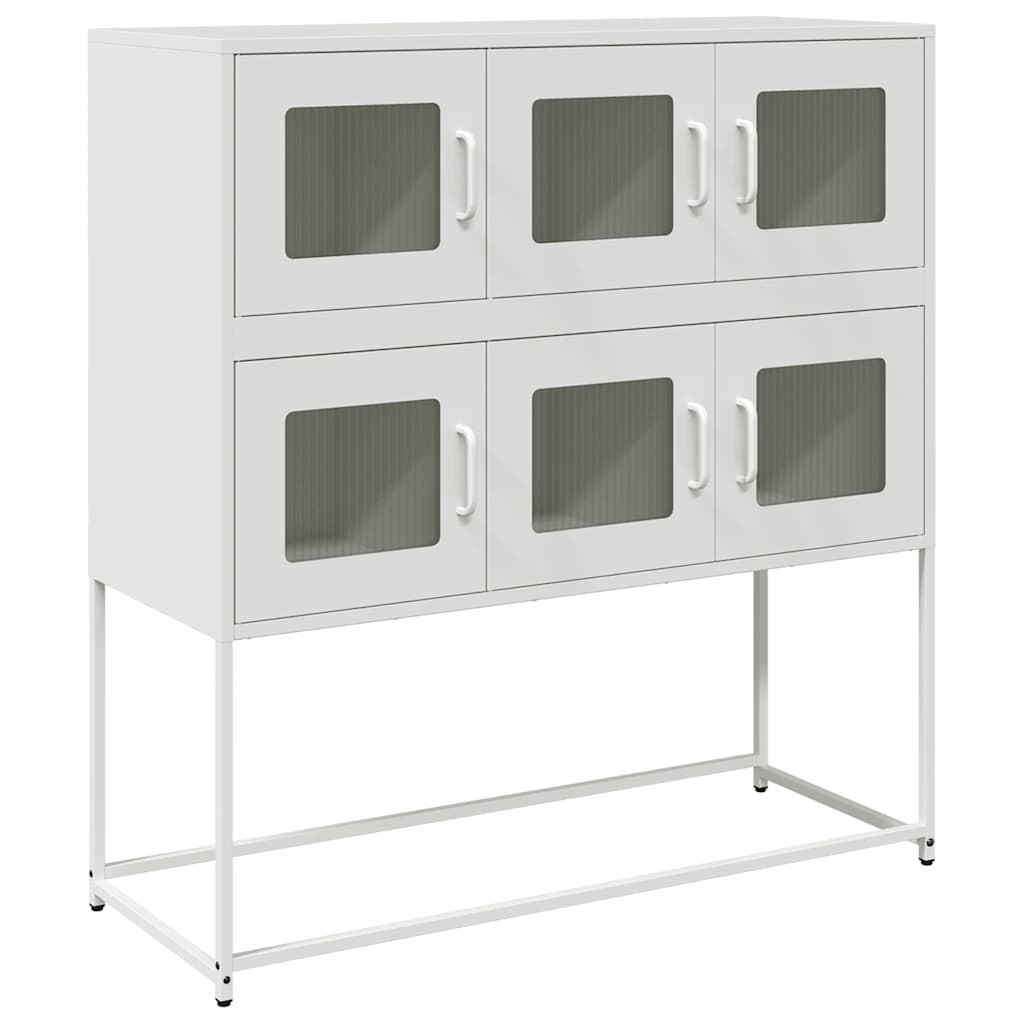 Credenza Bianca 100,5x39x107 cm in Acciaio Laminato a Freddo - homemem39