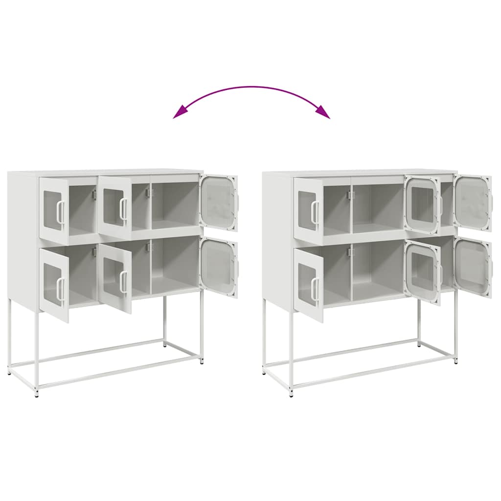 Credenza Bianca 100,5x39x107 cm in Acciaio Laminato a Freddo - homemem39