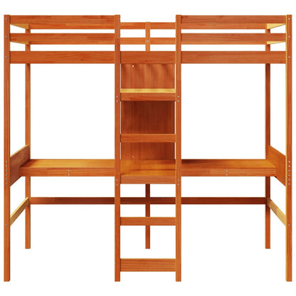 Giroletto Soppalco Scrivanie Ripiani Marrone Cera 90x200cm Pino | homemem39