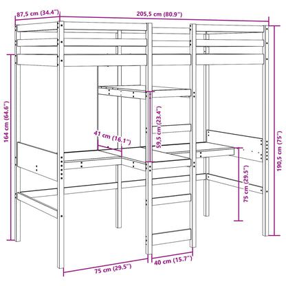 Giroletto Soppalco senza Materasso Marrone Cera 80x200cm Pino
