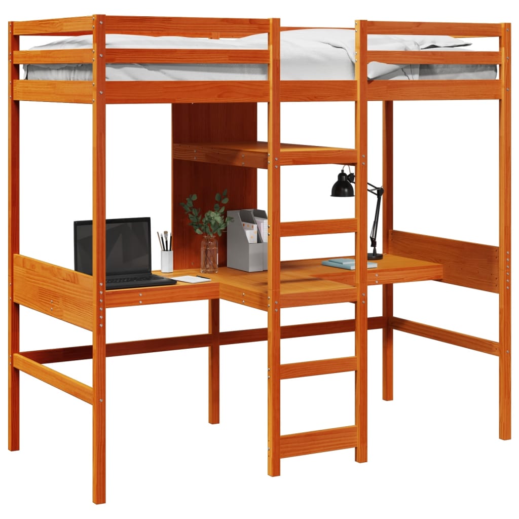 Giroletto Soppalco senza Materasso Marrone Cera 90x190cm Pino