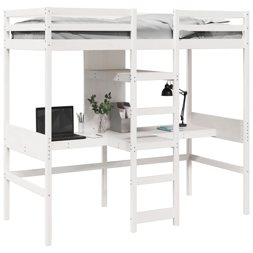 Giroletto Soppalco senza Materasso Bianco 75x190cm Legno Pino