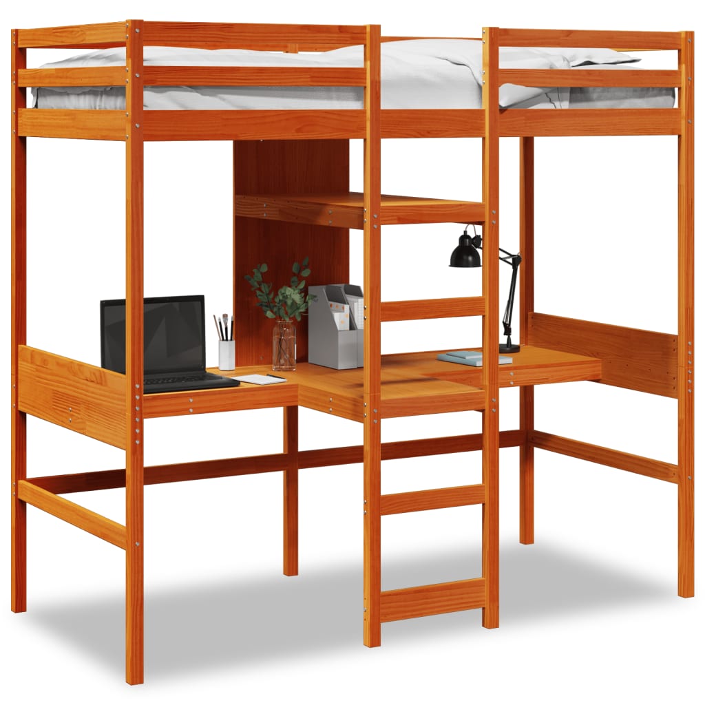 Giroletto Soppalco senza Materasso Marrone Cera 75x190cm Pino