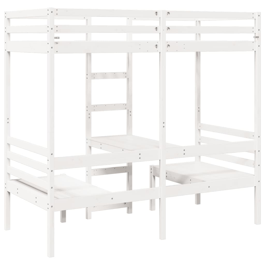 Giroletto Soppalco con Scrivania e Sedie Bianco 90x200cm Pino