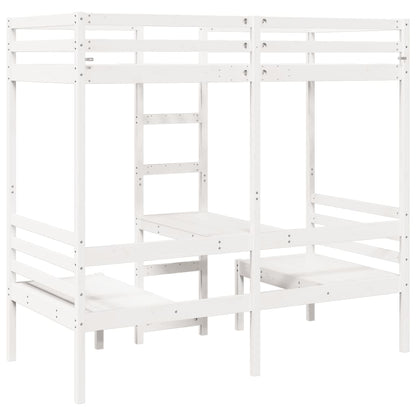 Giroletto Soppalco con Scrivania e Sedie Bianco 90x200cm Pino