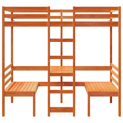 Giroletto Soppalco Scrivania e Sedie Marrone Cera 90x200cm Pino | homemem39