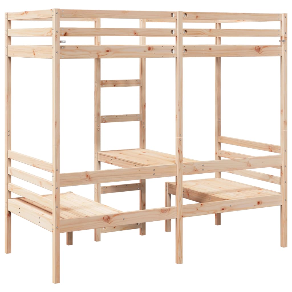 Giroletto Soppalco con Scrivania e Sedie 80x200cm Legno Pino
