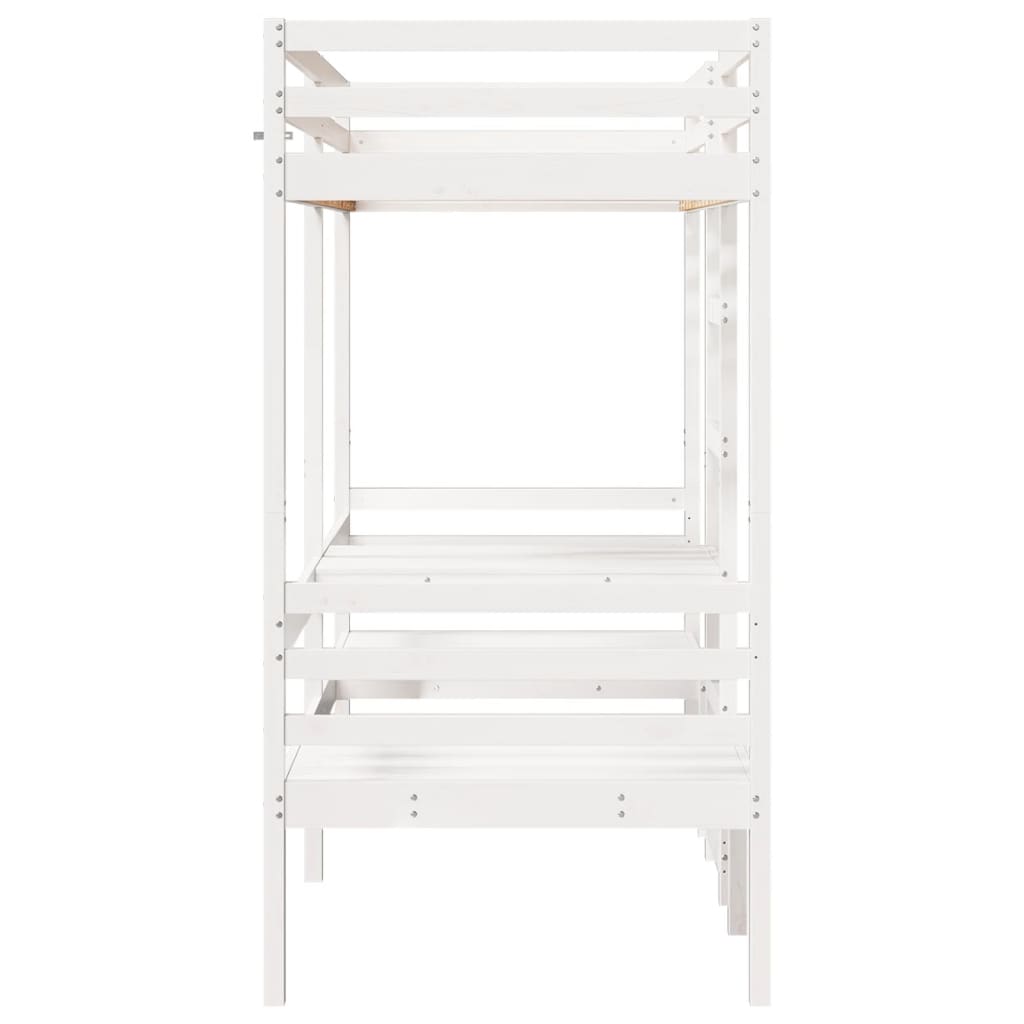 Giroletto Soppalco con Scrivania e Sedie Bianco 80x200cm Pino