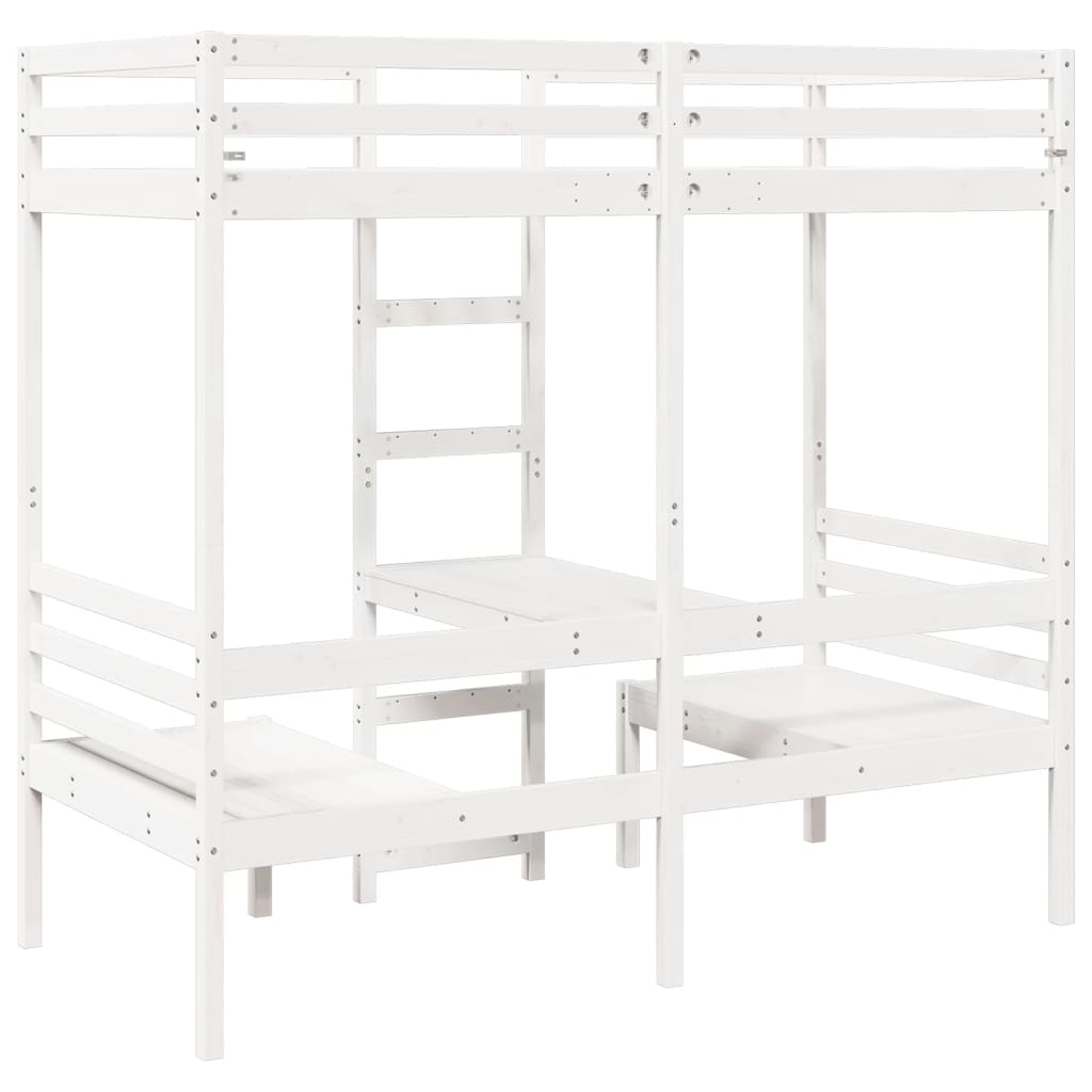 Giroletto Soppalco con Scrivania e Sedie Bianco 80x200cm Pino