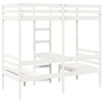 Giroletto Soppalco con Scrivania e Sedie Bianco 80x200cm Pino