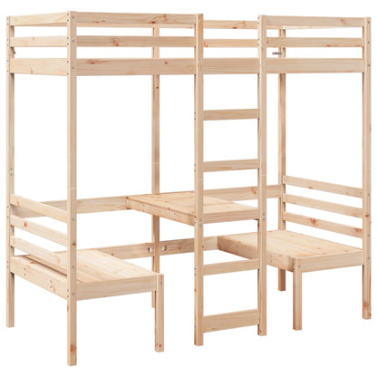 Giroletto Soppalco con Scrivania e Sedie 90x190cm Legno Pino | homemem39
