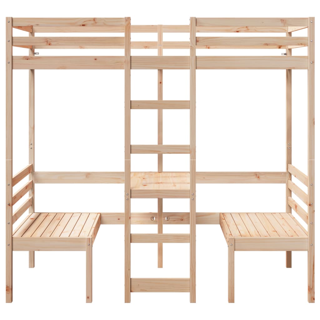 Giroletto Soppalco con Scrivania e Sedie 90x190cm Legno Pino | homemem39