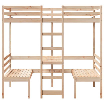 Giroletto Soppalco con Scrivania e Sedie 90x190cm Legno Pino | homemem39