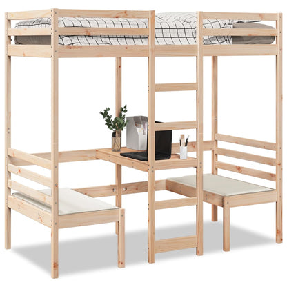 Giroletto Soppalco con Scrivania e Sedie 90x190cm Legno Pino | homemem39