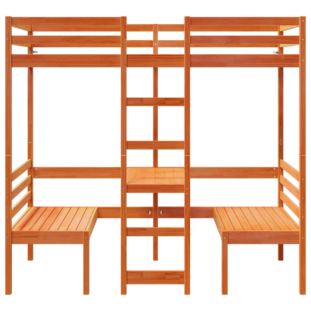 Giroletto Soppalco Scrivania e Sedie Marrone Cera 90x190cm Pino | homemem39
