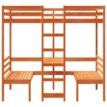 Giroletto Soppalco Scrivania e Sedie Marrone Cera 90x190cm Pino | homemem39