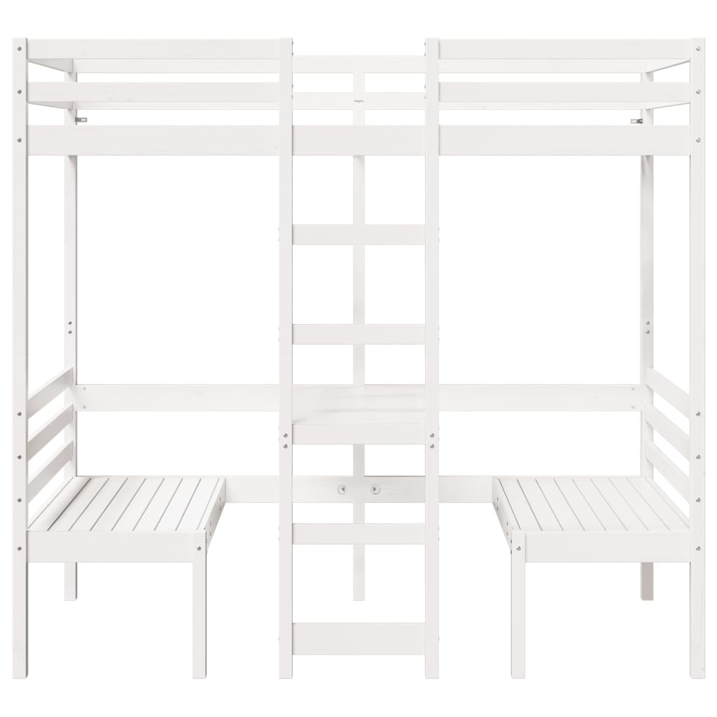 Giroletto Soppalco con Scrivania e Sedie Bianco 75x190cm Pino | homemem39