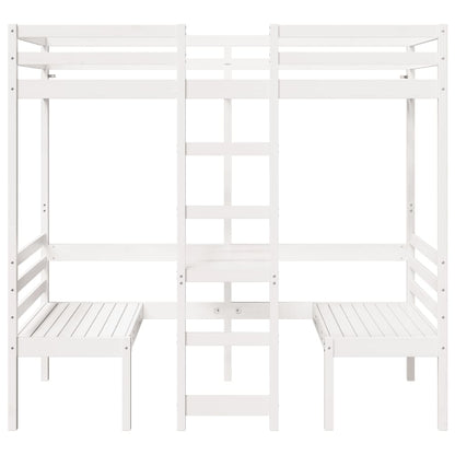 Giroletto Soppalco con Scrivania e Sedie Bianco 75x190cm Pino | homemem39