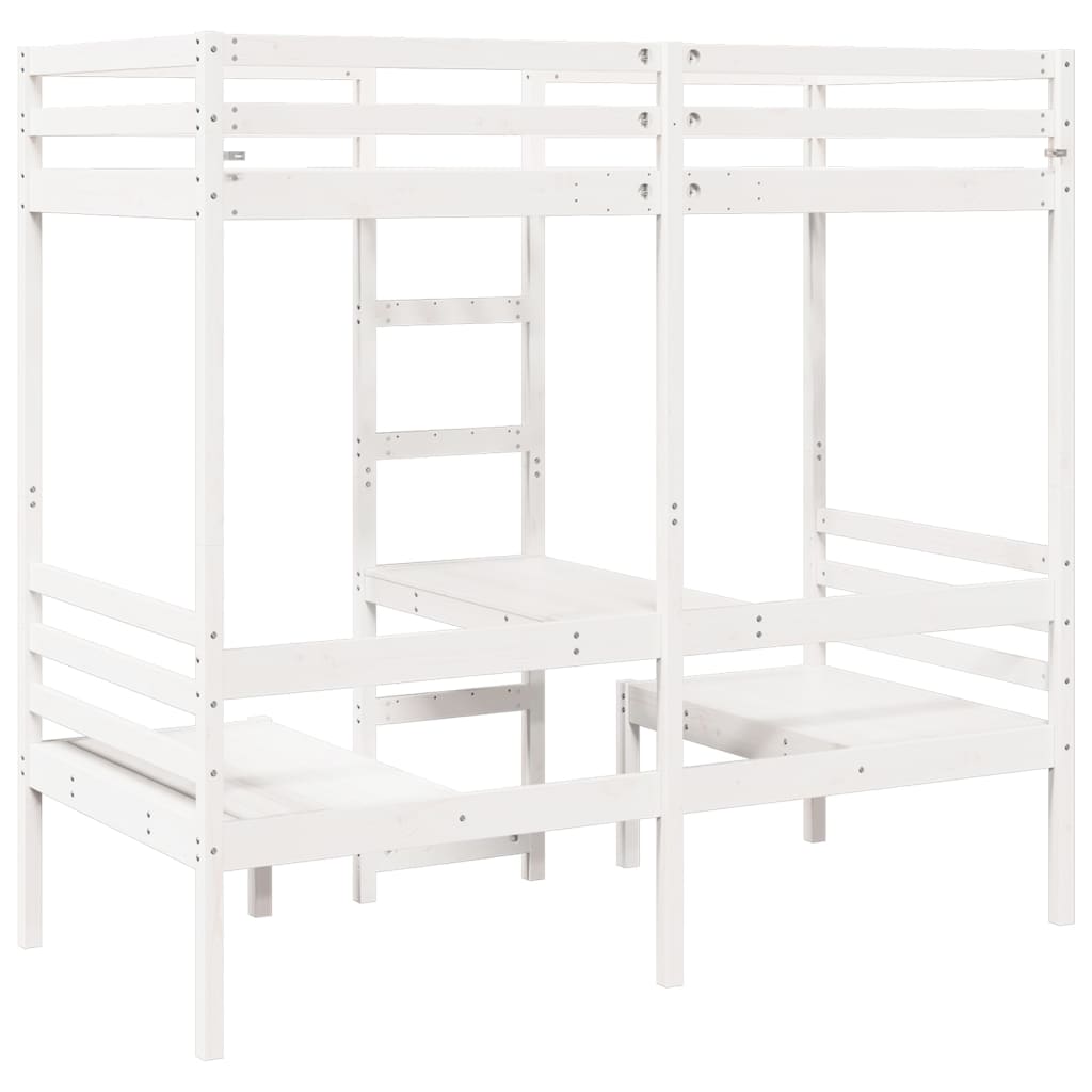 Giroletto Soppalco con Scrivania e Sedie Bianco 75x190cm Pino