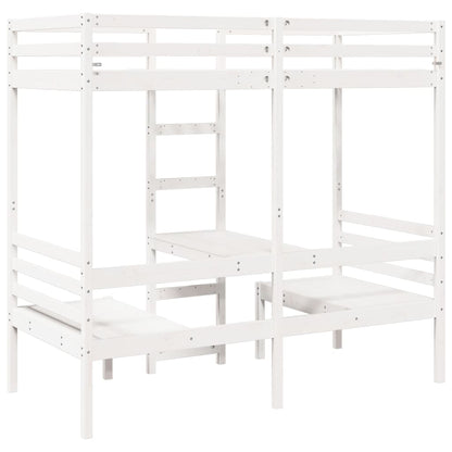 Giroletto Soppalco con Scrivania e Sedie Bianco 75x190cm Pino