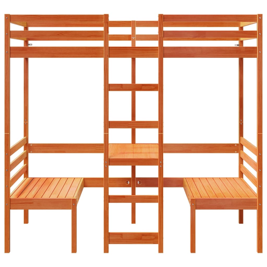 Giroletto Soppalco Scrivania e Sedie Marrone Cera 75x190cm Pino | homemem39