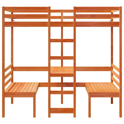 Giroletto Soppalco Scrivania e Sedie Marrone Cera 75x190cm Pino | homemem39
