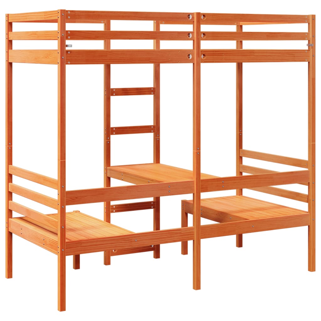 Giroletto Soppalco Scrivania e Sedie Marrone Cera 75x190cm Pino