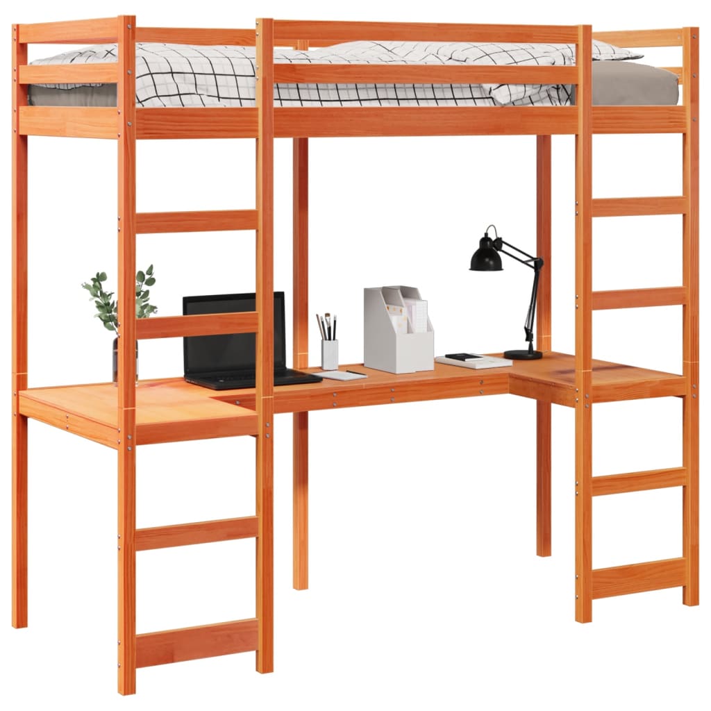 Giroletto Soppalco senza Materasso Marrone Cera 80x200cm Pino