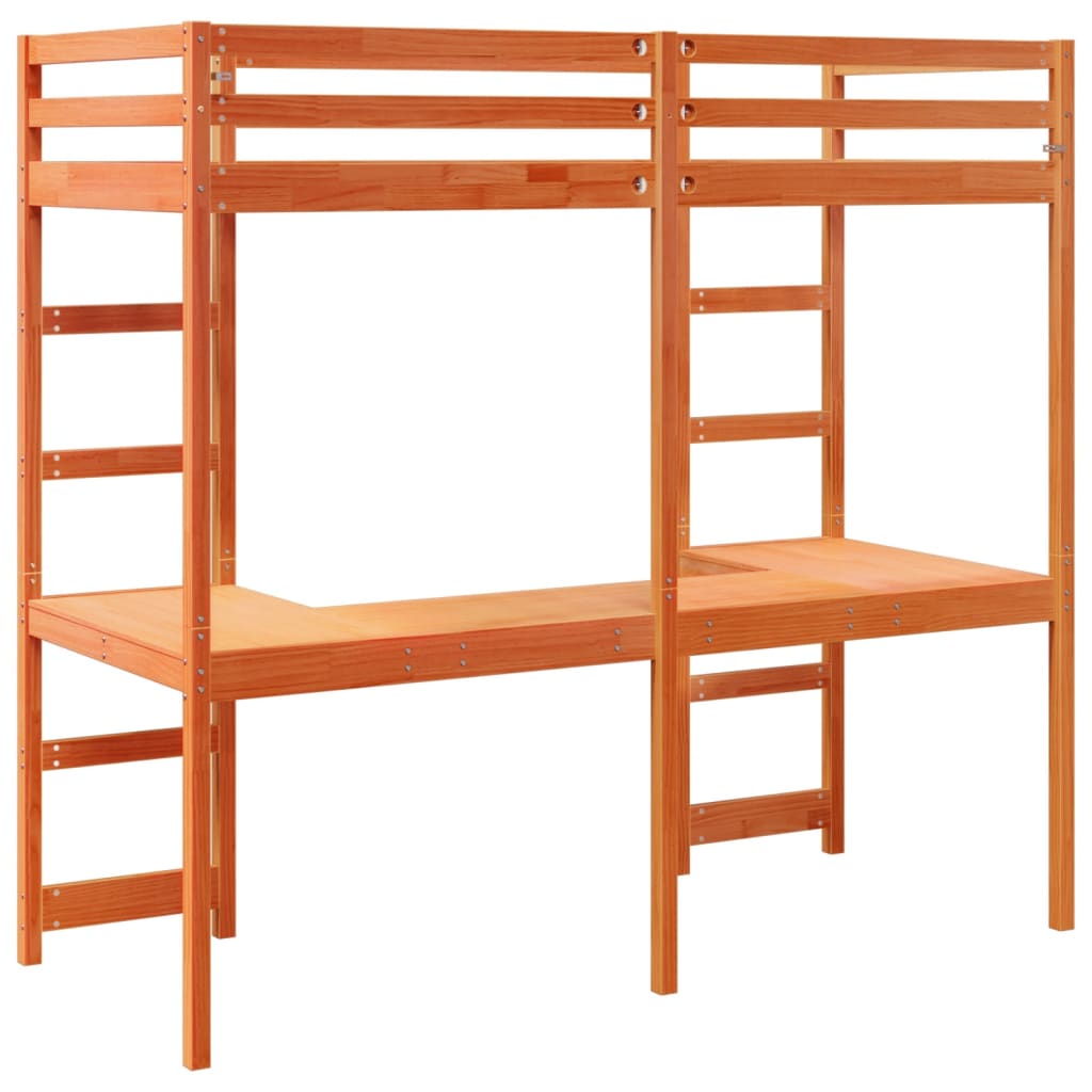 Giroletto Soppalco senza Materasso Marrone Cera 80x200cm Pino
