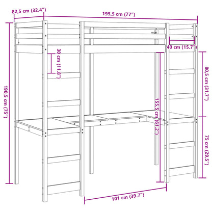 Giroletto Soppalco senza Materasso Marrone Cera 75x190cm Pino