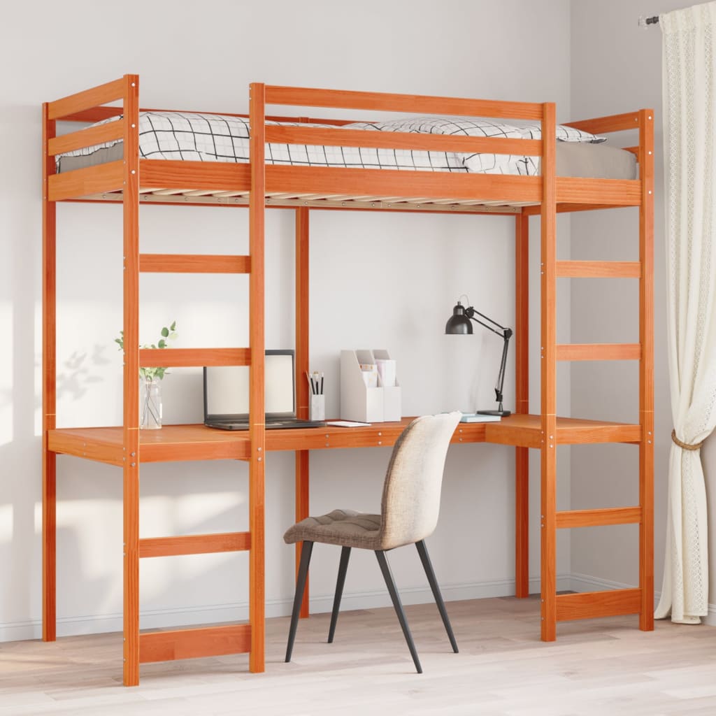 Giroletto Soppalco senza Materasso Marrone Cera 75x190cm Pino | homemem39