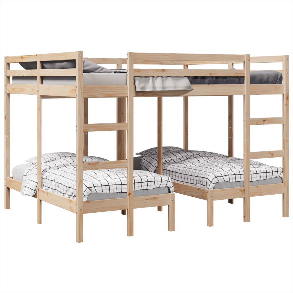 Giroletto Castello Triplo 160x200/80x160cm Legno Massello Pino
