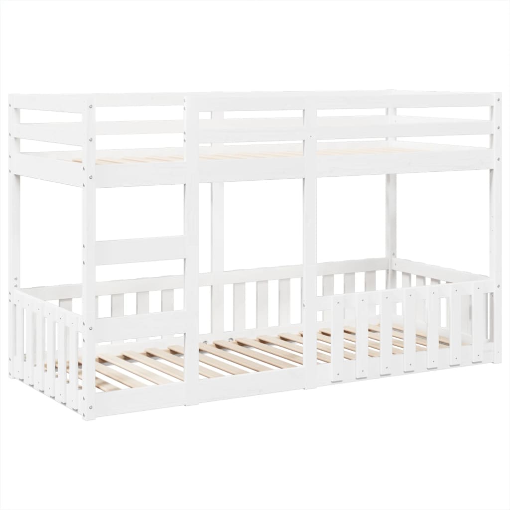 Letto a Castello Bianco 80x200 cm in Legno Massello di Pino