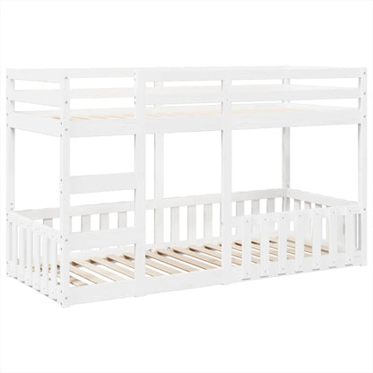 Letto a Castello Bianco 80x200 cm in Legno Massello di Pino